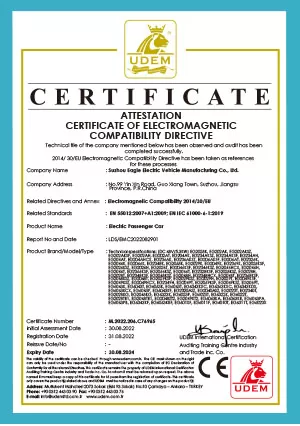 attestation certificate of electromagnetic compatibility directive